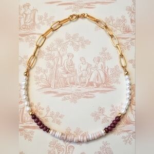 Nature's Pink Opal & Ruby W/ Baroque Pearls In Statement Gold Plated Necklace